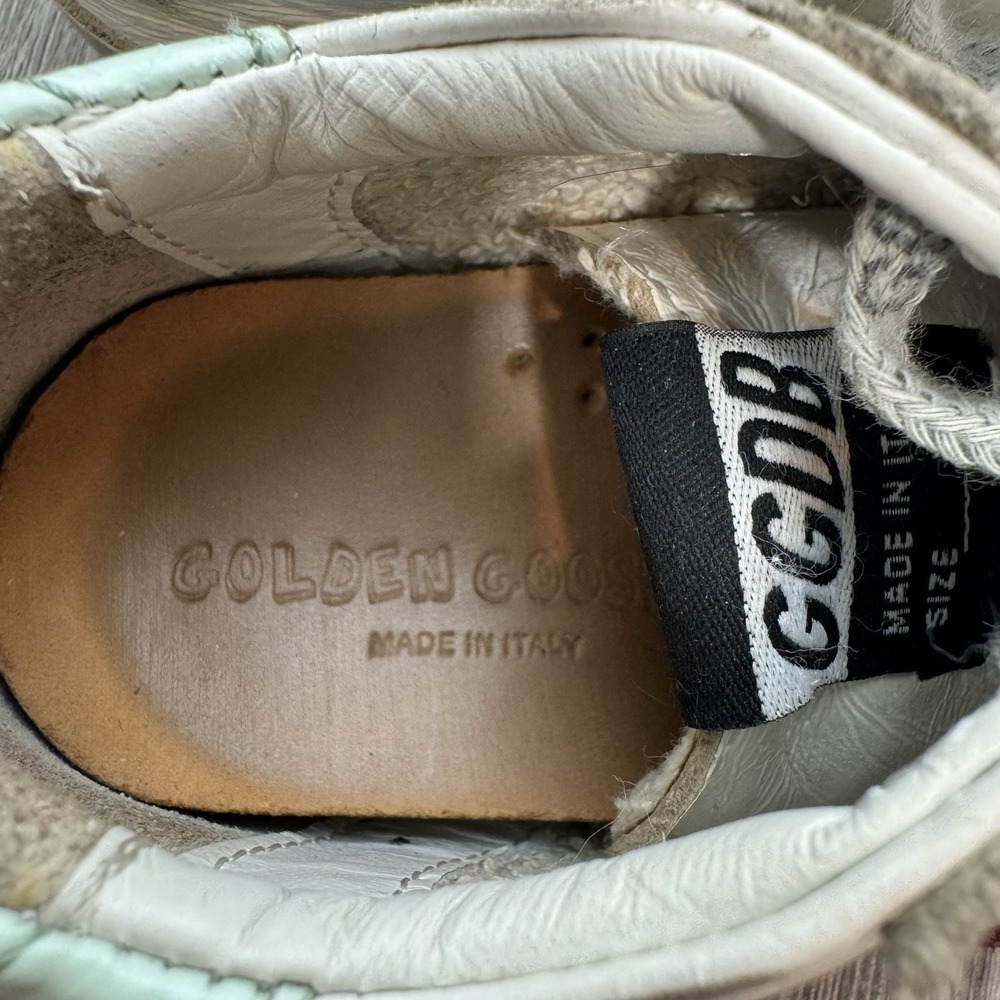 Golden Goose Girls Pink Superstar Low-Top Sneakers Size 22 White Green Logo - Picture 10 of 16